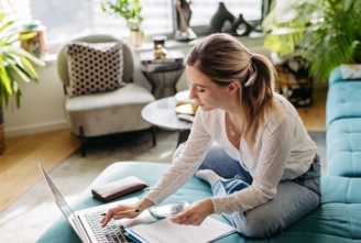 Lady working on a laptop